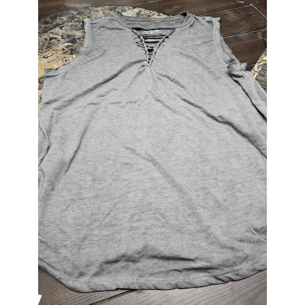 Gold Rush Flowy Gray Sleeveless Blouse Shirt Women's 1X XL Tank Top